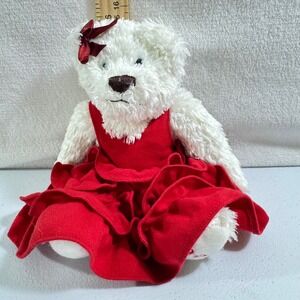 OPI White Teddy Bear Plush Red Ruffled Dress Logo Foot‎ Collectible 9 inch